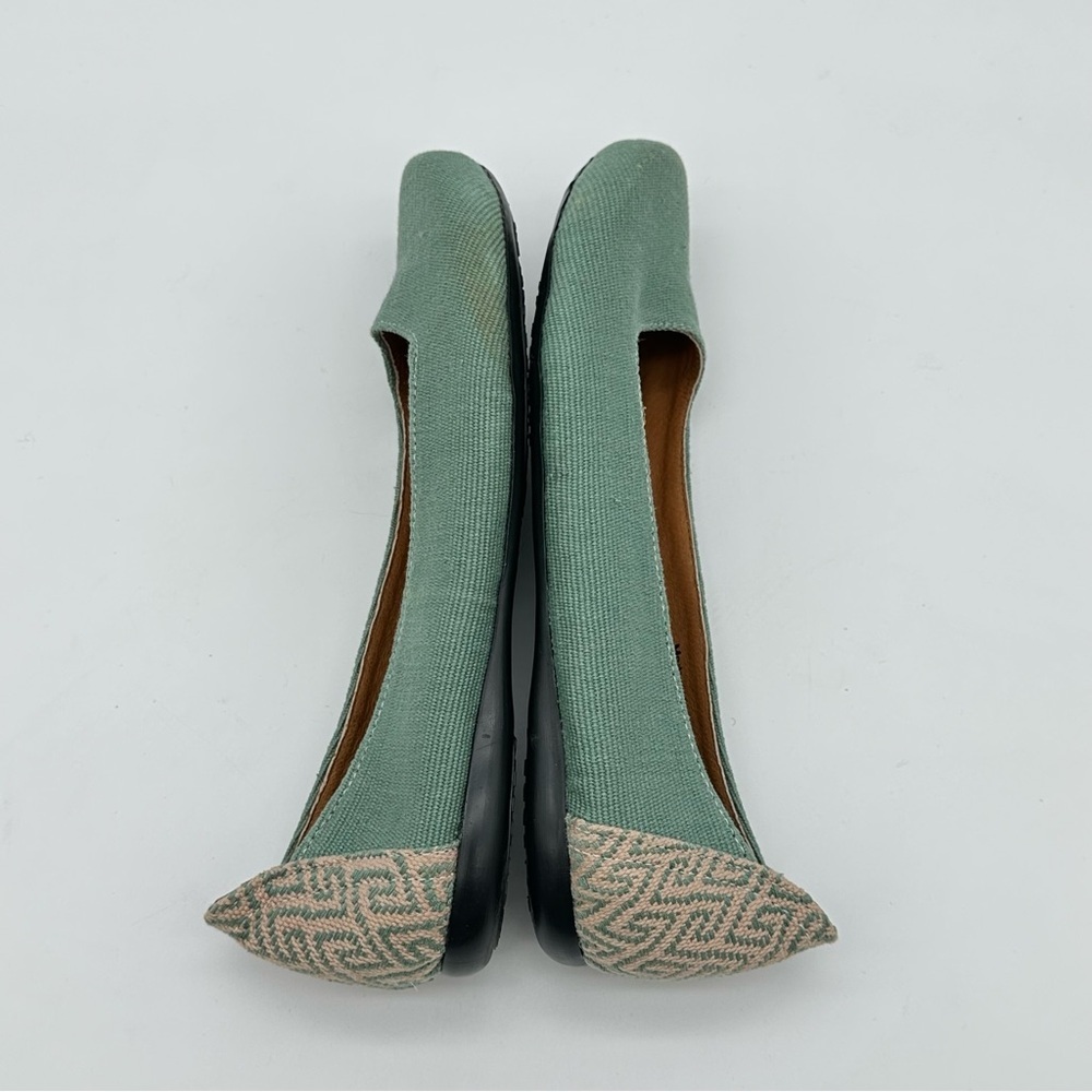 Root Collective Mint Green Fabric Women's Flats with Leather Lining - Picture 6 of 11